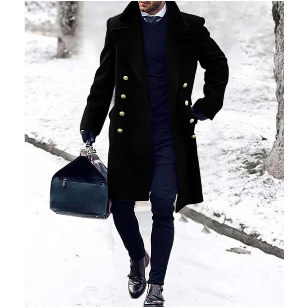 Cozy black Button up Double Breast Jacket Coat - Picture 1 of 4